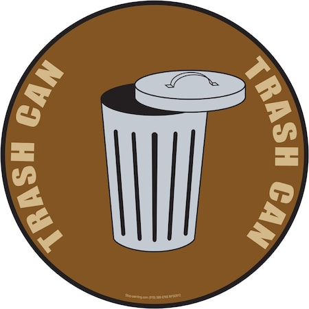 Floor Sign, Rubber, Brown Trash Can, 17.5in